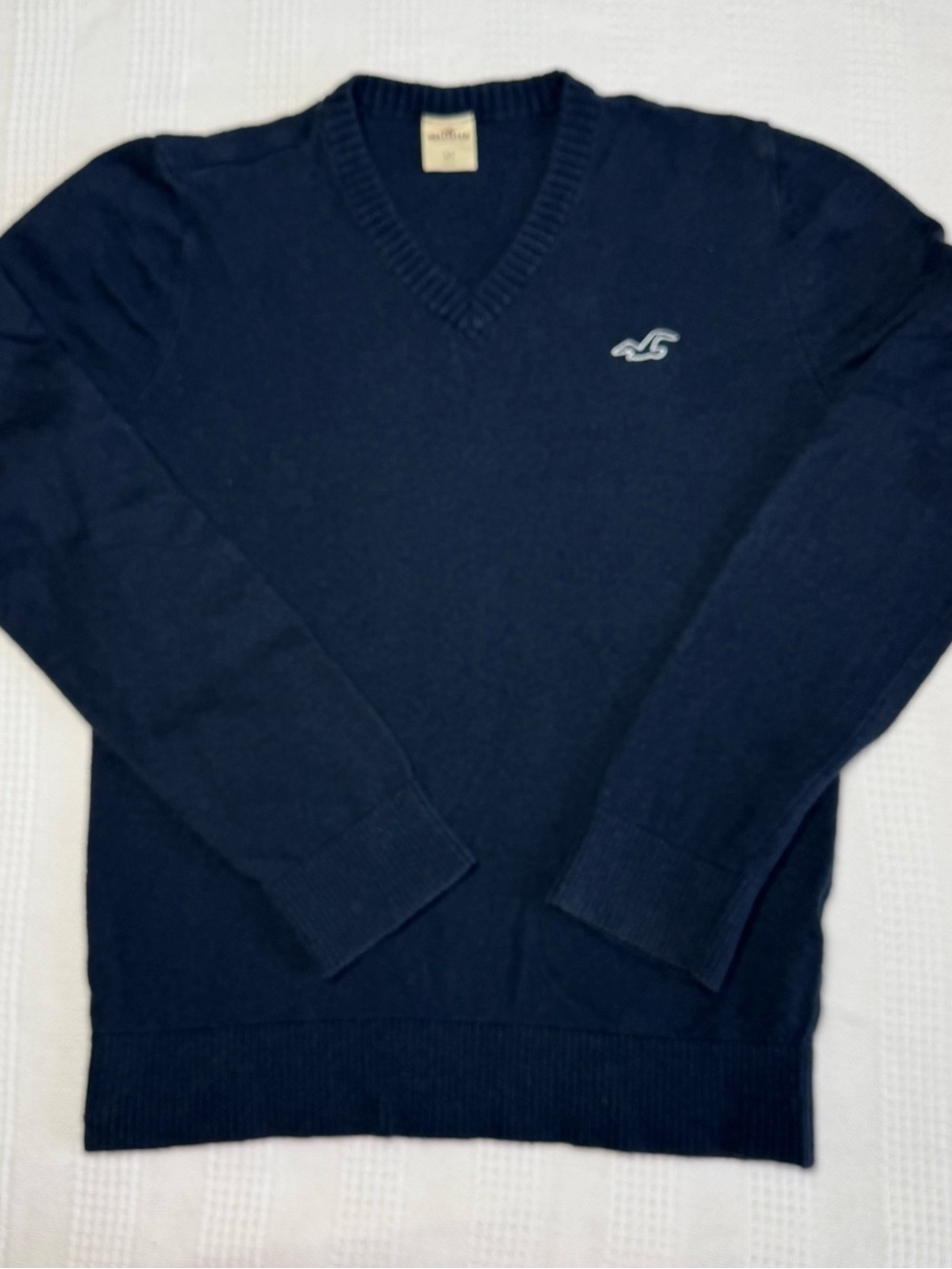 Y2K Hollister Co. Men's Navy Blue V-Neck Pullover Muscle Sweater Size XS